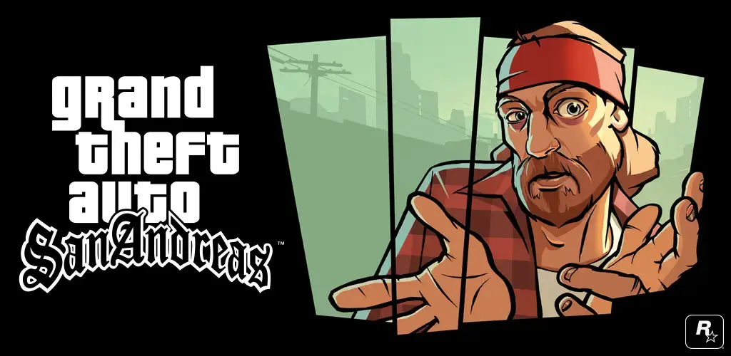 Grand Theft Auto San Andreas Mod APK banner featuring