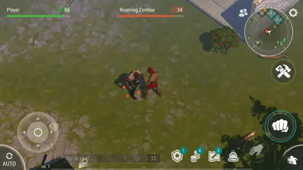 Last Day on Earth mobile gameplay screen with zombie combat