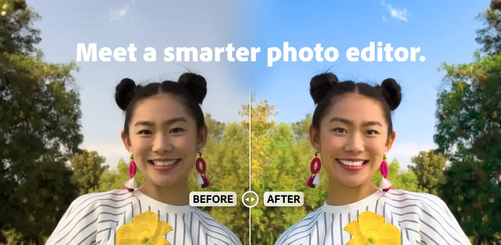 Lightroom Pro portrait editing example with a before and after split view