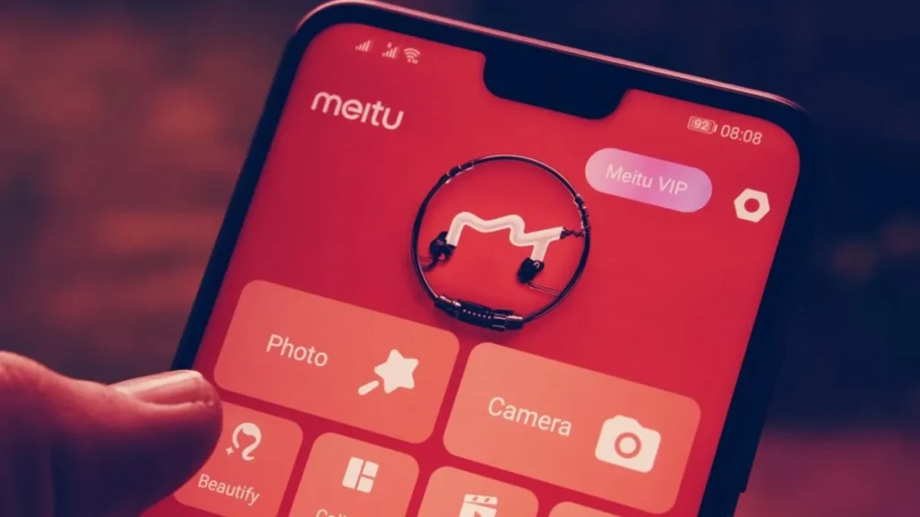 Meitu premium VIP app interface on a mobile phone screen