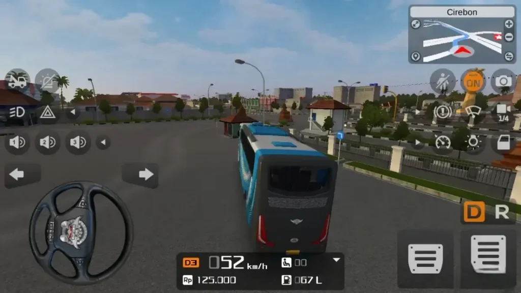 Bus Simulator Indonesia game screen showing a bus
