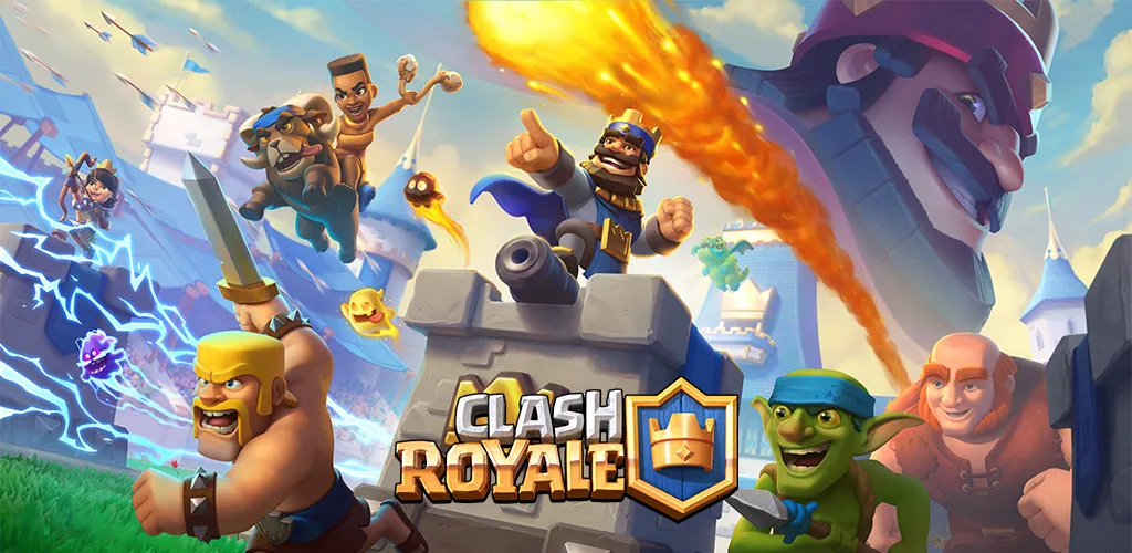 Clash Royale hack apk banner design with iconic mobile strategy game characters