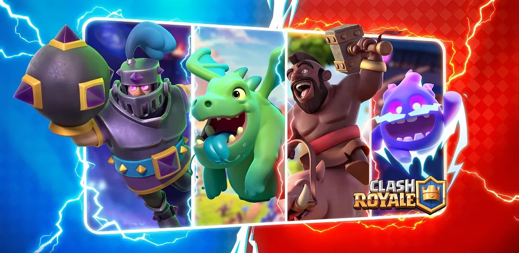 Clash Royale mod apk unlimited everything promotional banner with popular game troops