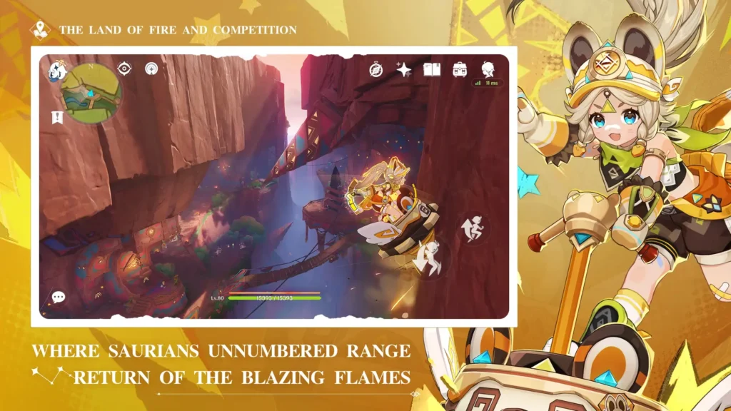 A sprawling anime-style open world landscape similar to Genshin Impact