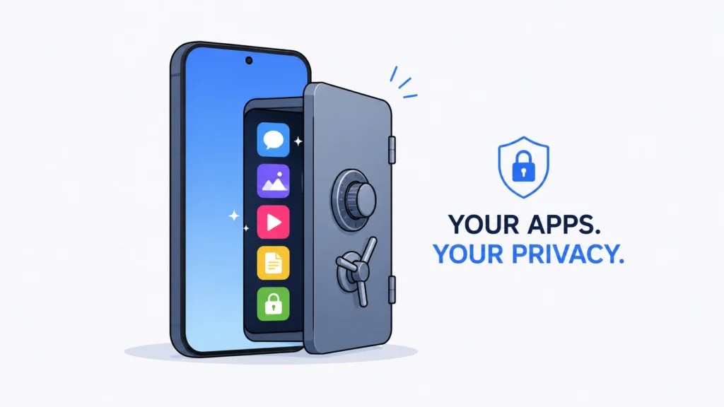Android smartphone functioning as a secure digital vault.